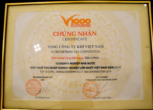 PV GAS đứng trong Top 3 những doanh nghiệp nộp thuế thu nhập doanh nghiệp lớn nhất Việt Nam