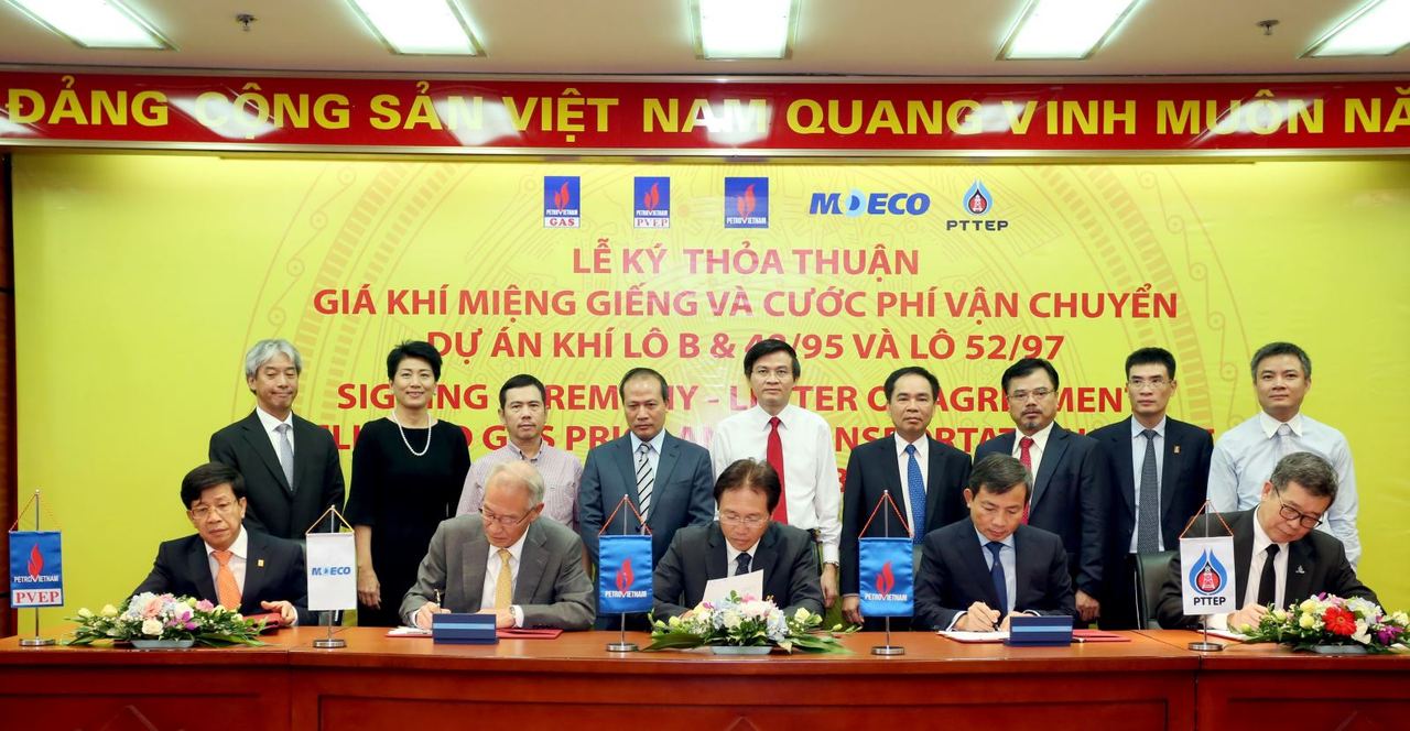 Ký Thỏa thuận về Dự án khí Lô B – Ô Môn giữa PVN, PVEP, MOECO, PTTEP và PV GAS