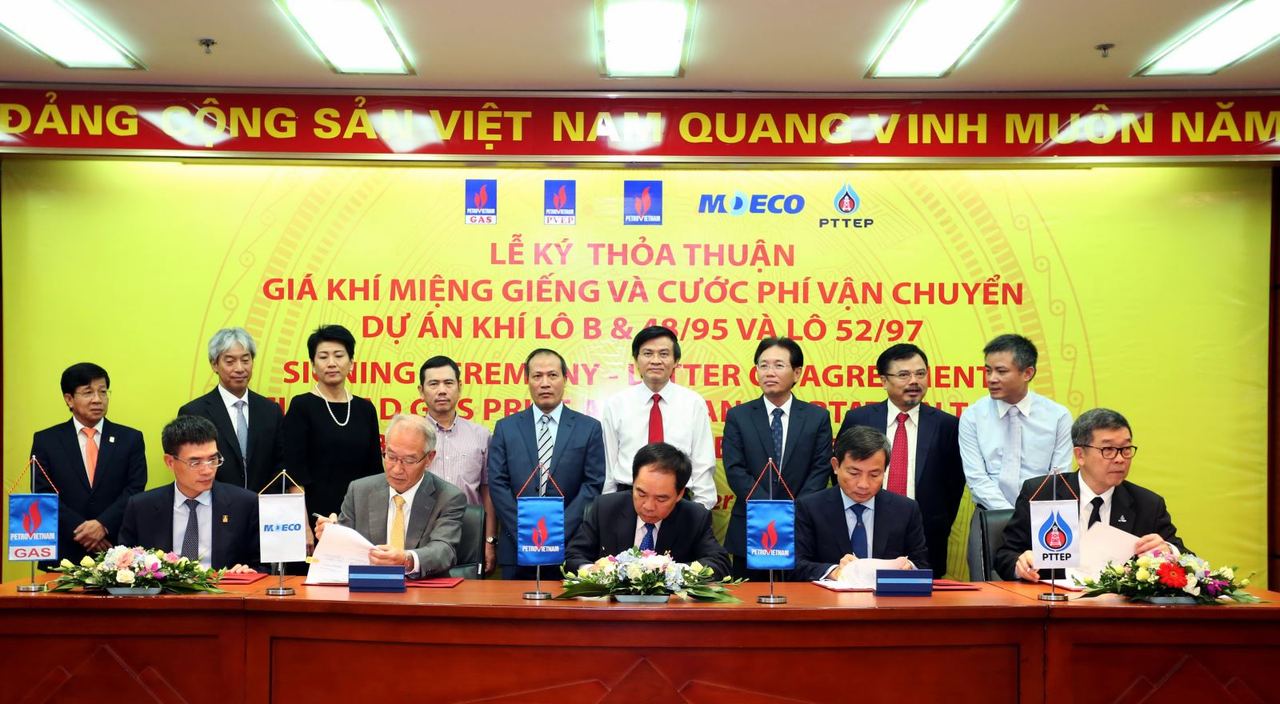 Ký Thỏa thuận về Dự án khí Lô B – Ô Môn giữa PVN, PVEP, MOECO, PTTEP và PV GAS