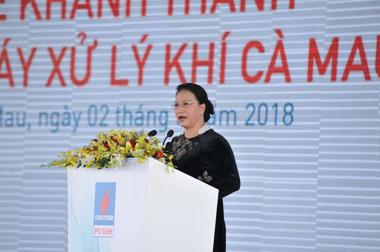 Phát biểu của Chủ tịch Quốc Hội Nguyễn Thị Kim Ngân tại Lễ khánh thành Nhà máy xử lý Khí Cà Mau