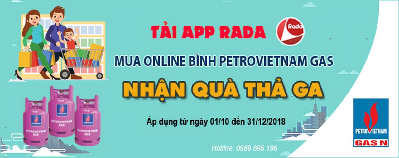 Đặt bình gas PetroVietnam qua Rada - Nhận van an toàn và quà tặng Đặt bình gas PetroVietnam qua Rada - Nhận van an toàn và quà tặng