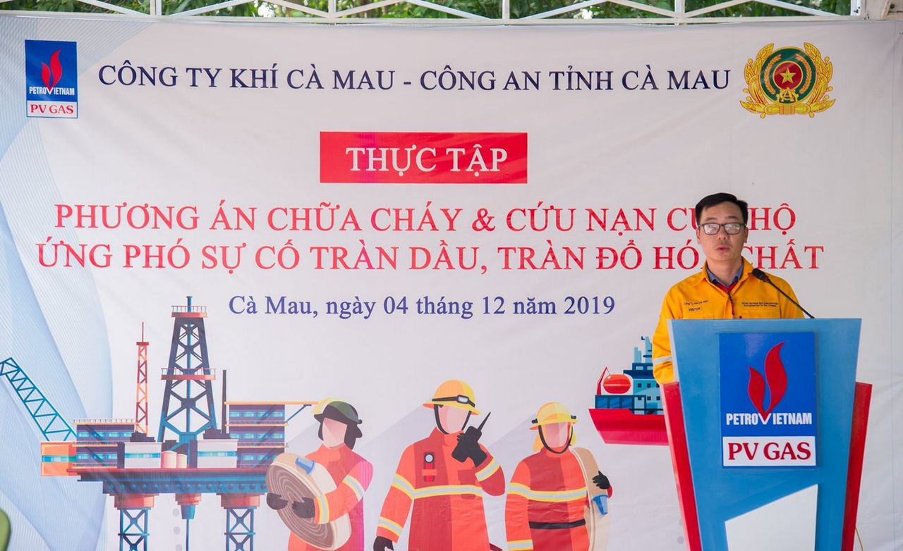 Các đơn vị PV GAS diễn tập phương án chữa cháy và ứng cứu sự cố tràn hóa chất