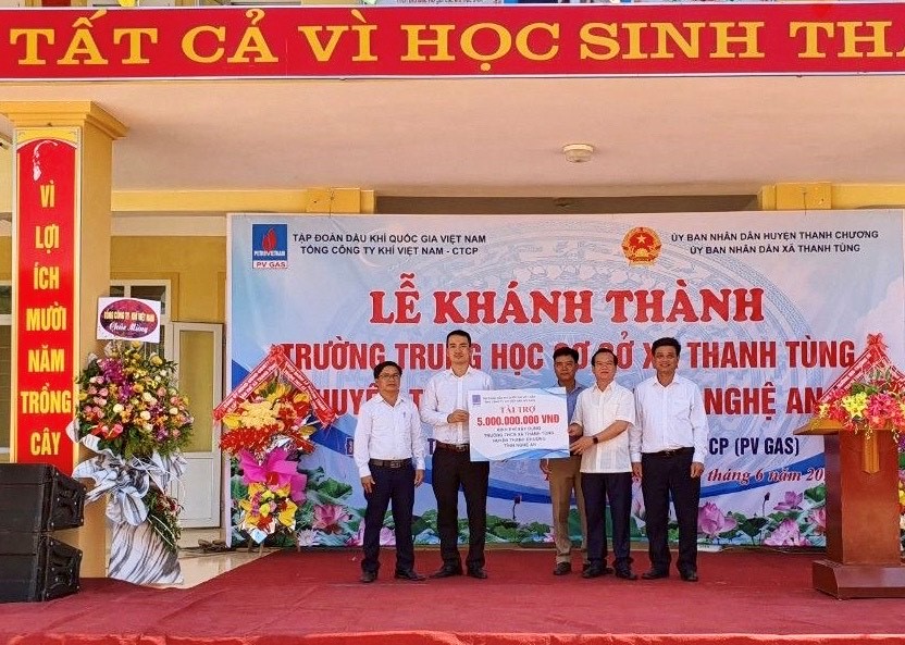 PV  GAS tài trợ 5 tỷ đồng xây dựng Trường THCS xã  Thanh Tùng, Thanh Chương, Nghệ An