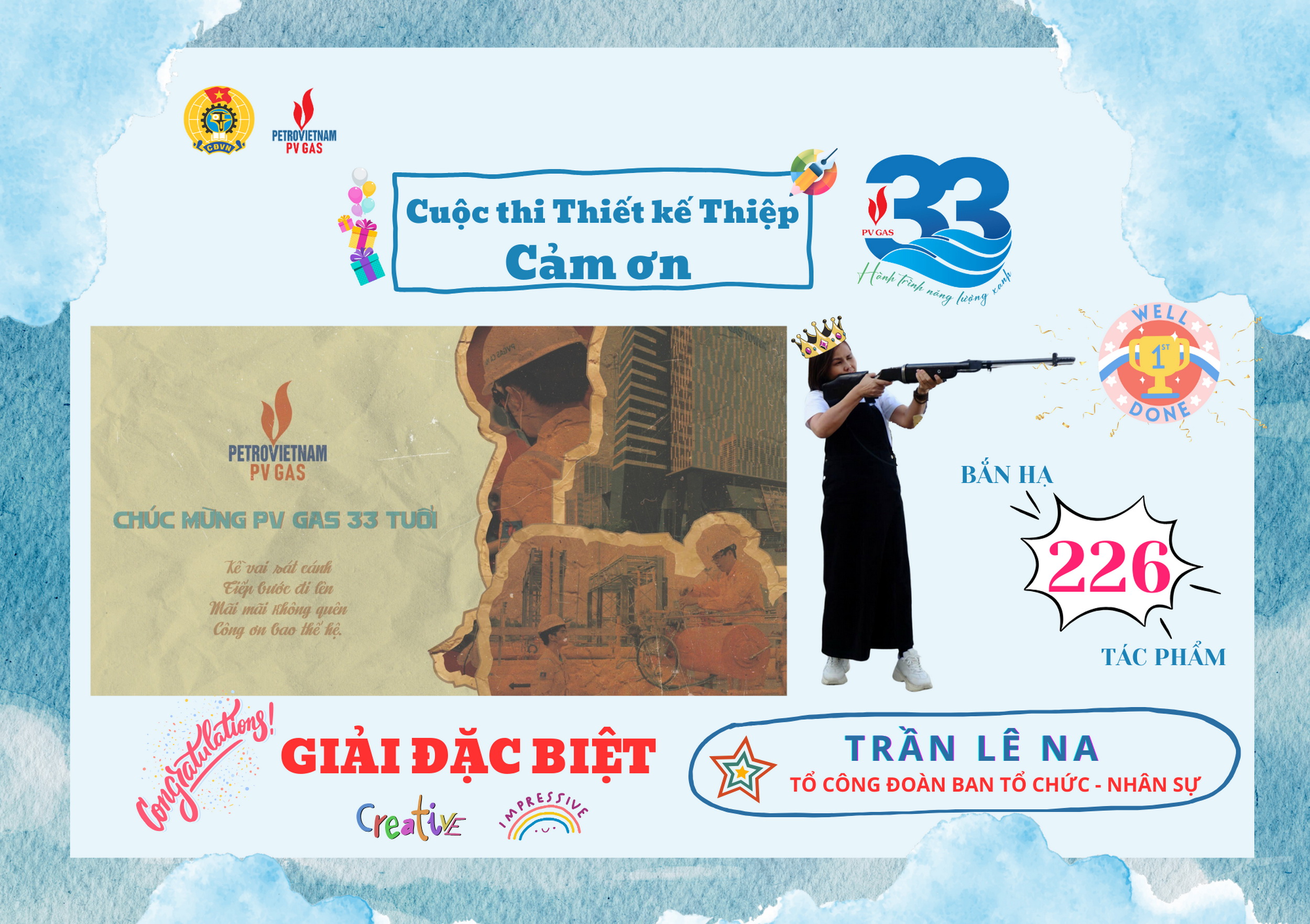 Trần Lê Na – Giải ĐẶC BIỆT Cuộc thi Thiết kế thiệp “CẢM ƠN”:  Chúng tôi chân thành cảm ơn…