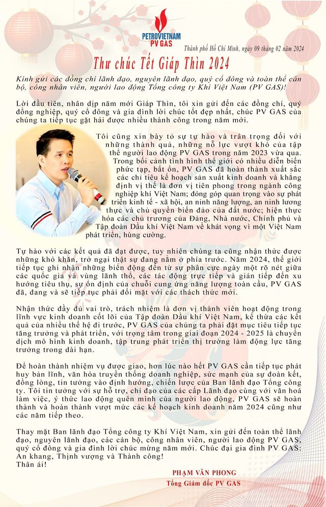 Thư chúc Tết Giáp Thìn 2024