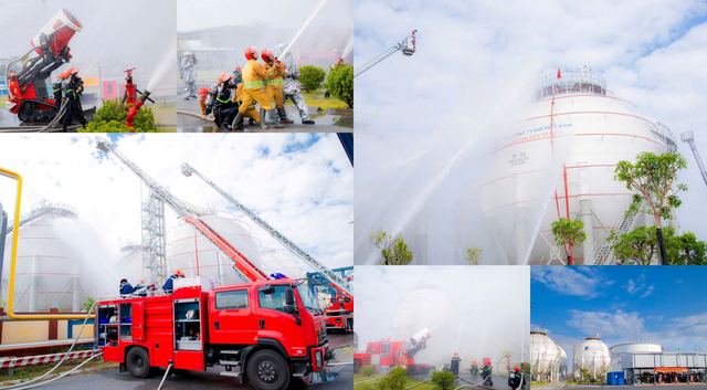 Firefighter drill at Dinh Vu LPG Terminal, Hai Phong Firefighter drill at Dinh Vu LPG Terminal, Hai Phong