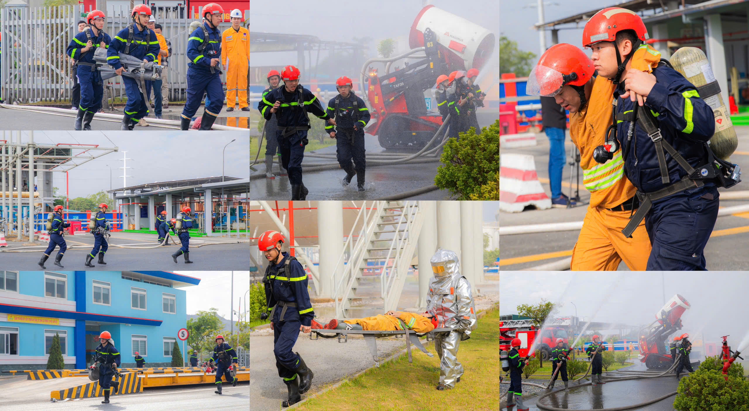 Firefighter drill at Dinh Vu LPG Terminal, Hai Phong