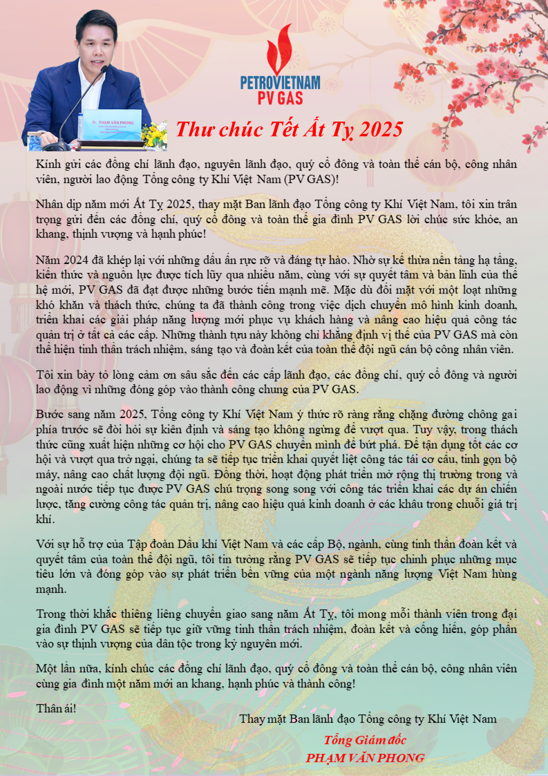 Thư chúc Tết Ất Tỵ 2025